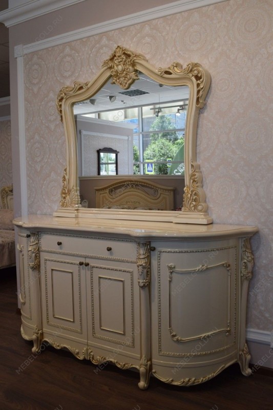 Комод Джоконда крем глянец с зеркалом (гостиная) | изображение 7