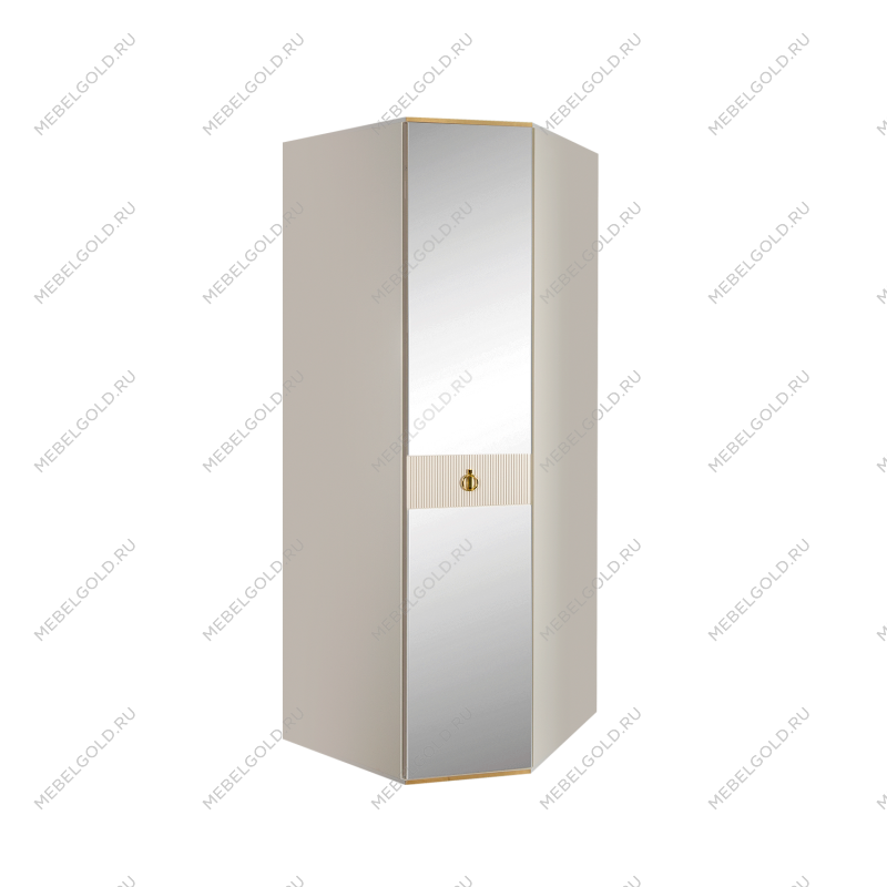 Шкаф угловой с зеркалом Римини СОЛО (Слоновая кость/Золото) РМШУ1/1(s)