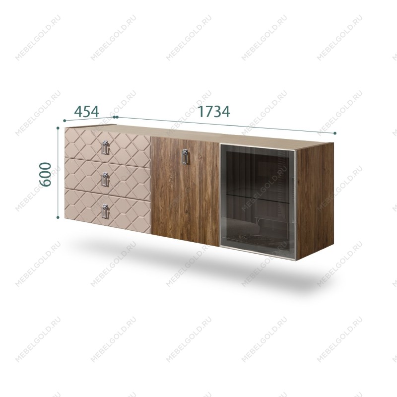 Комод 1.6м Bogemia Woodline Fly Wood Fa (Мокка) (Novabuk/Хром) БМКМ-4[5][10]