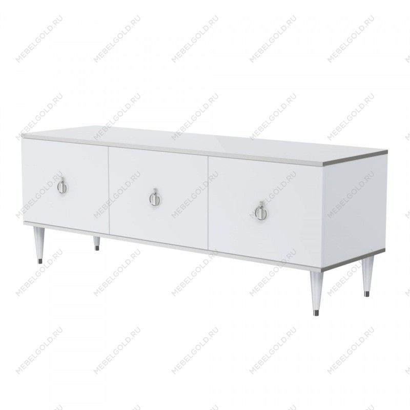 Тумба под телевизор (3 двери) Римини (Белый/Серебро) РМТ-2