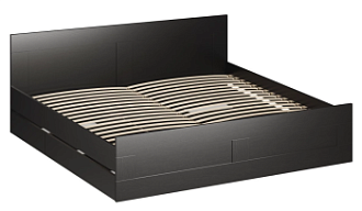 БРИМНЭС / СИРИУС кровать двойная ИКЕА / IKEA 200х200 Дуб Венге