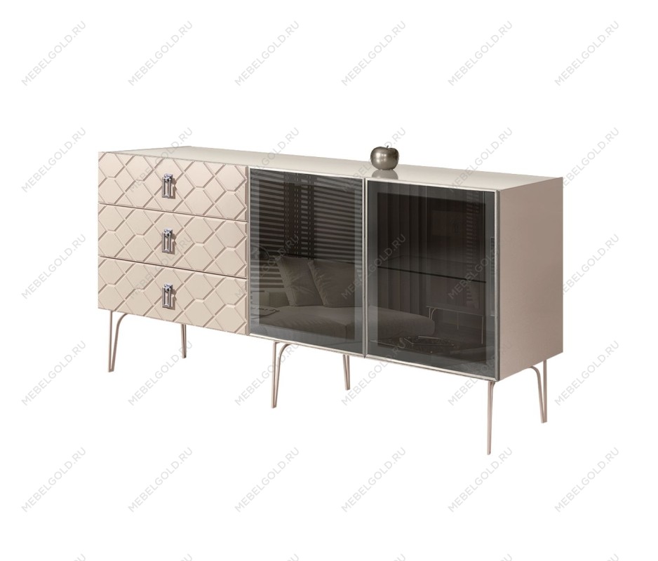 Комод 1.6м Bogemia Farfalle (Ваниль) (Lakobel/Хром) БМКМ-4(Fa)[5]