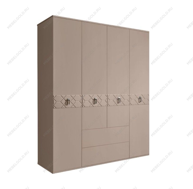 Шкаф 4-х дверный с ящиками, Bogemia Farfalle (Мокка/Хром) БМШ2/41(Fa)