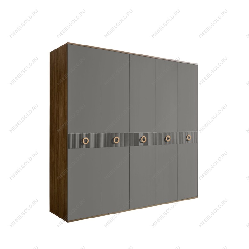 Шкаф 5-ти дв. Bogemia Woodline Fi (Серый/Золото) БМШ2/5(Fi)
