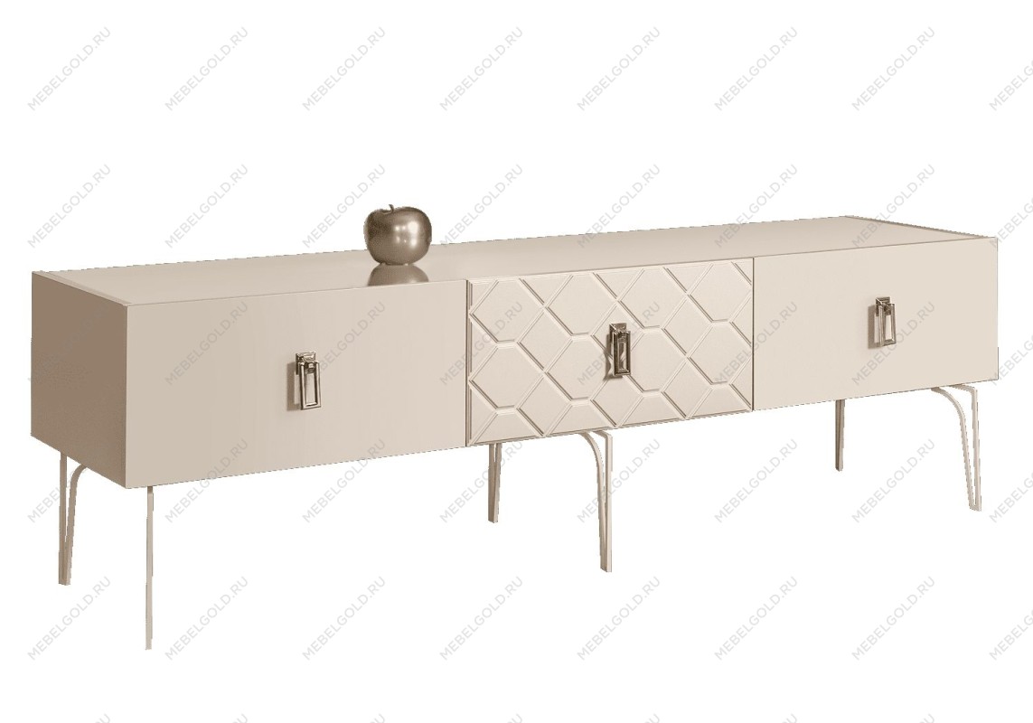 Тумба под телевизор 1.6м Bogemia Farfalle (Слоновая кость) (Lakobel/Хром) БМТ-1(Fa)[10]