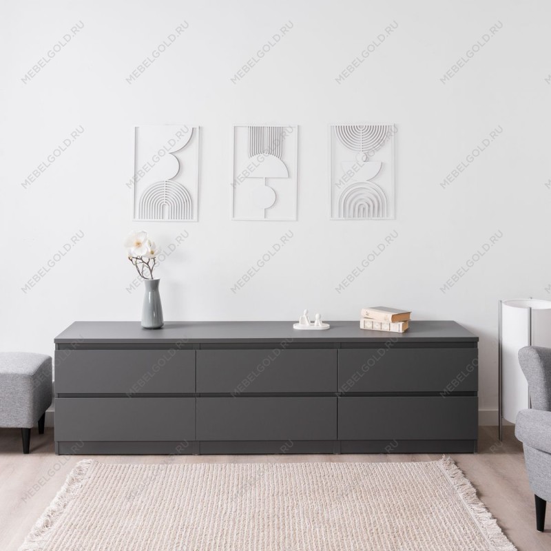 КАСТОР (KULLEN) тумба 6 ящиков серая | изображение 4