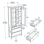 САГА шкаф с витриной 90 белый/ясень | изображение 3
