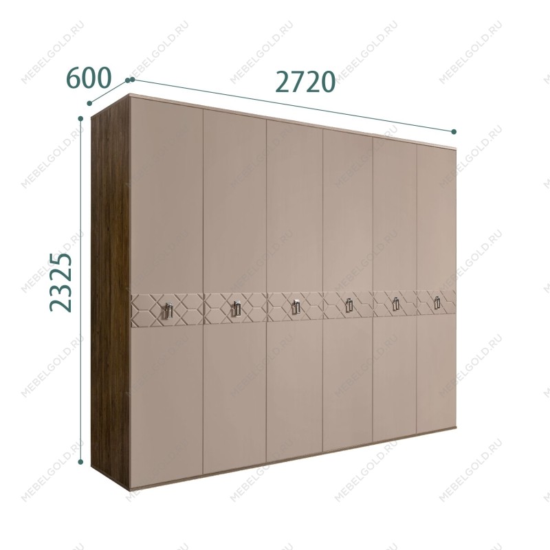 Шкаф 6-ти дв. Bogemia Woodline Fa (Мокка/Хром) БМШ2/6(Fa)