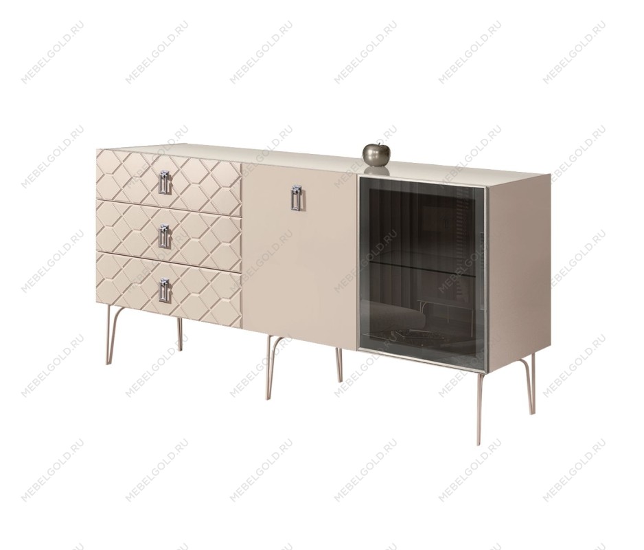 Комод 1.6м Bogemia Farfalle (Ваниль) (Lakobel/Хром) БМКМ-4(Fa)[5][10]