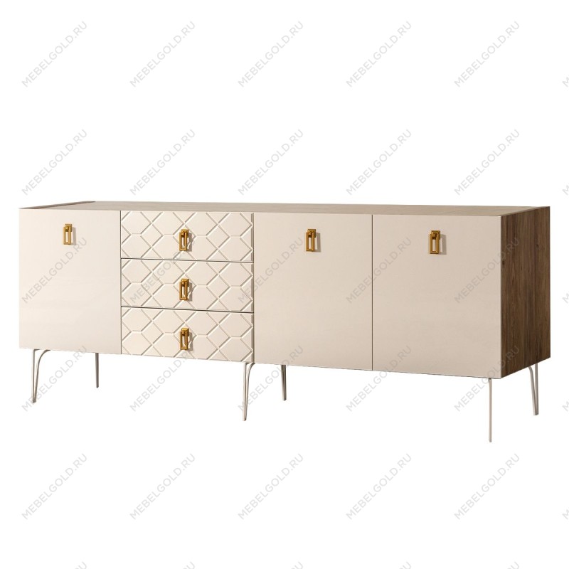 Комод 2.1м Bogemia Woodline Fa (Слоновая кость) (Novabuk/Золото) БМКМ-5