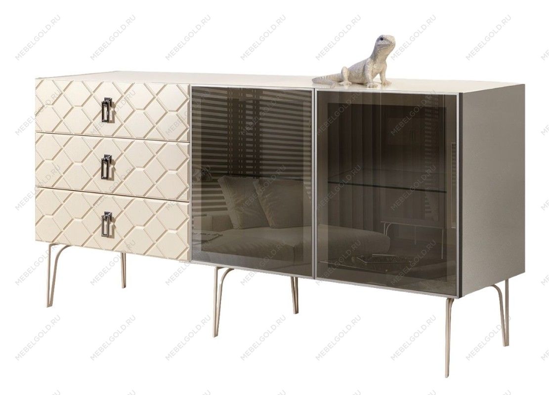 Комод 1.6м Bogemia Farfalle (Слоновая кость) (Lakobel/Хром) БМКМ-4(Fa)[5]