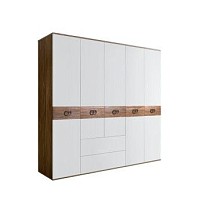 Шкаф 5-ти дверный с ящиками, Bogemia Woodline Wood Fi (Белый/Хром) БМШ2/51(Wo)