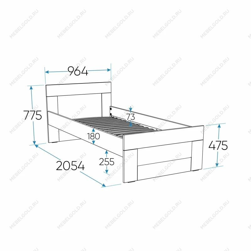 Кровать односпальная Сириус, 90х200 см, дуб сонома | изображение 6