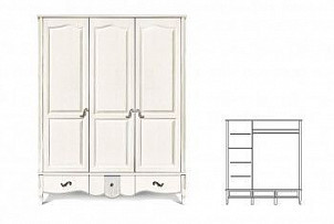 Шкаф для одежды Katrin фигурный 3-х дв. без зеркала, альба с серебряной патиной
