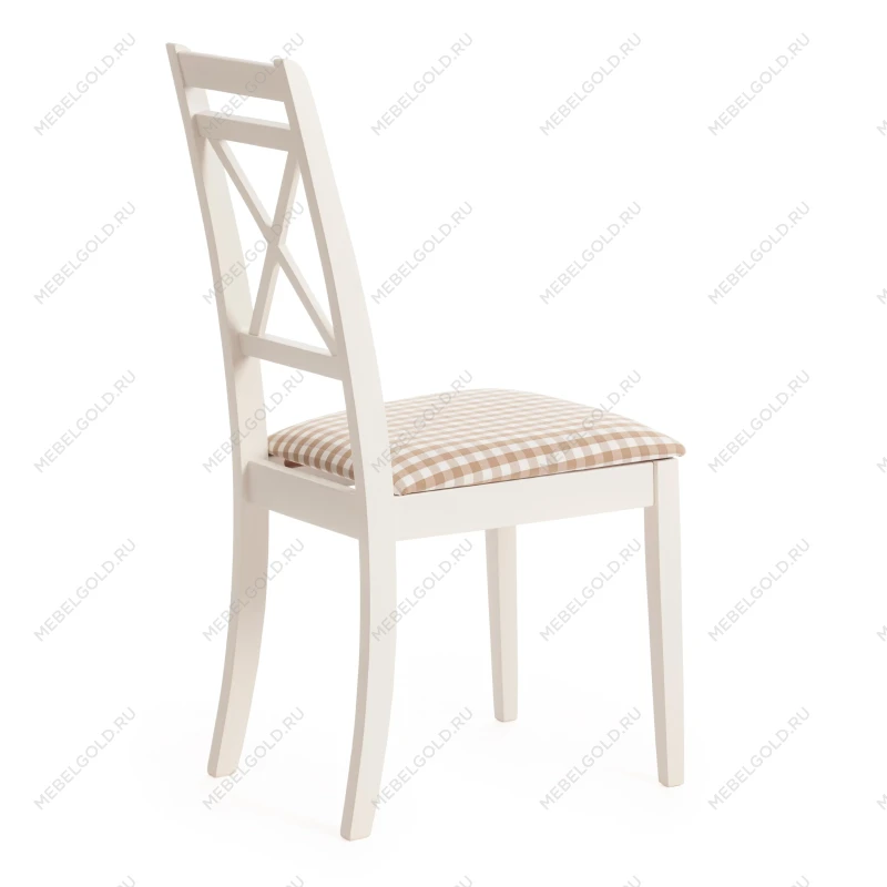 Стул Picasso ( PC-SC ), дерево гевея, 45х53х97см, ivory white (слоновая кость 2-5), ткань: клетка мелкая (S505-18) | изображение 2