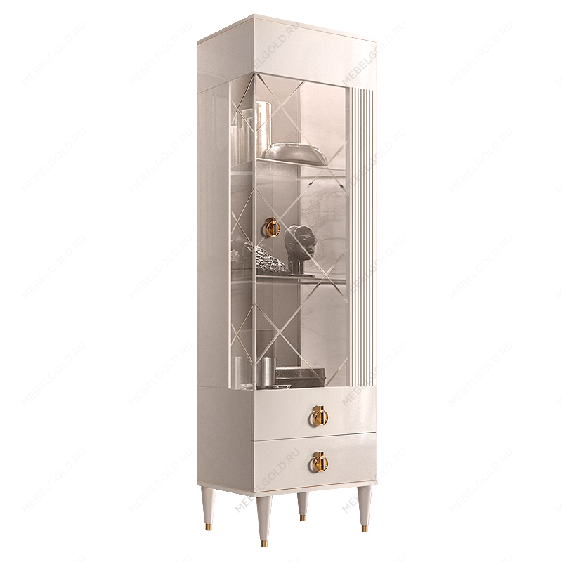 Витрина 1-ств. Римини СОЛО (Бежевый/Золото) (Правая) РМВ1-1С(s)