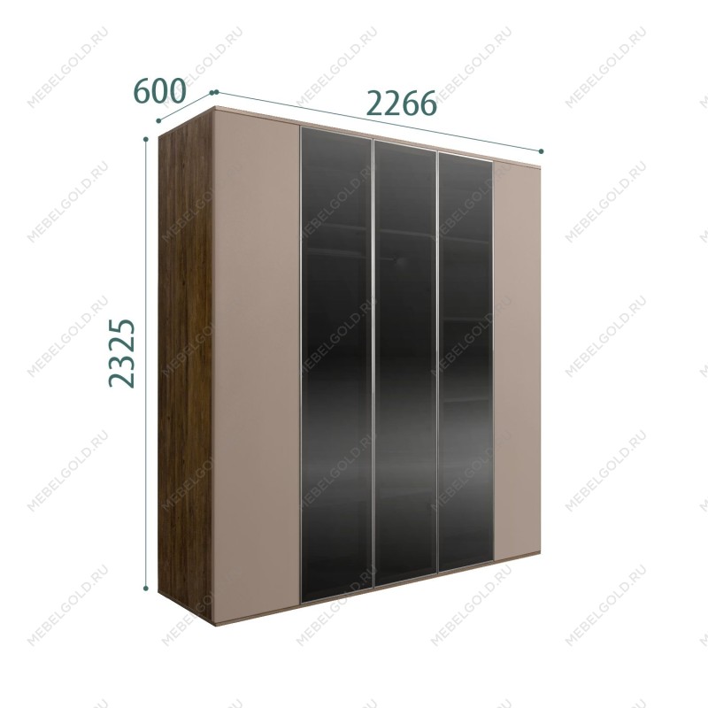 Шкаф 5-ти дв. Bogemia Woodline Air (Мокка/Серебро) БМШ2/5(3)