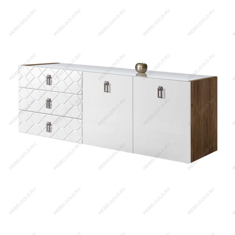 Комод 1.6м Bogemia Woodline Fly Fa (Белый) (Lakobel/Хром) БМКМ-4