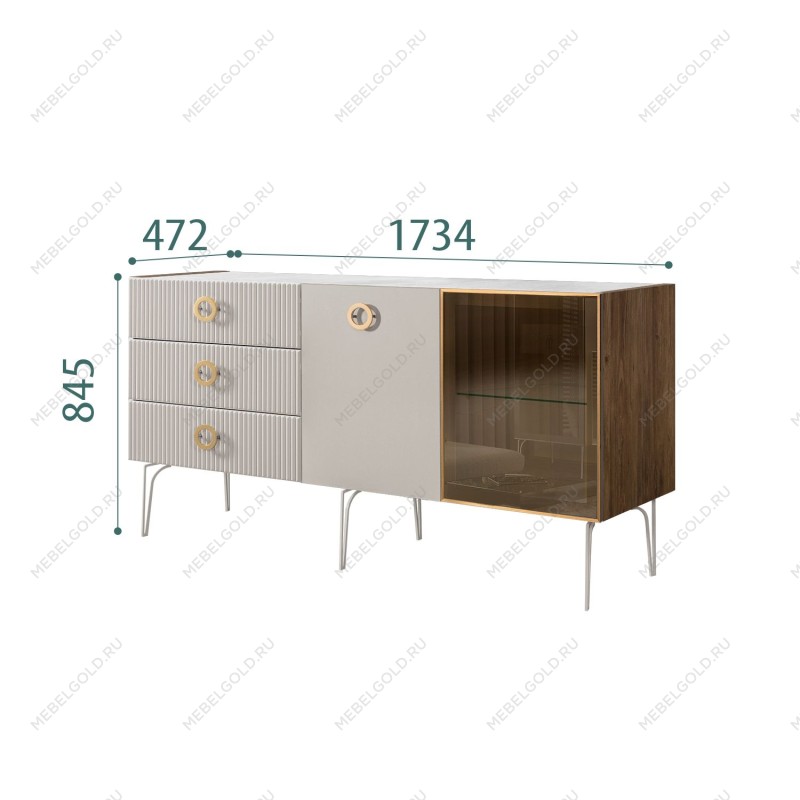 Комод 1.6м Bogemia Woodline Fi (Шелк) (Novabuk/Золото) БМКМ-4[5][10]