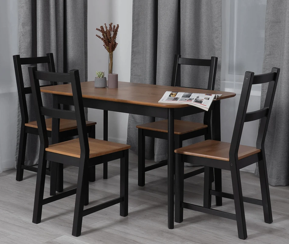 Стол Соната Люкс раздвижной/Sonata Lux extension table, массив сосны, антик/чёрный, 120-(150)х75х75 см | изображение 15