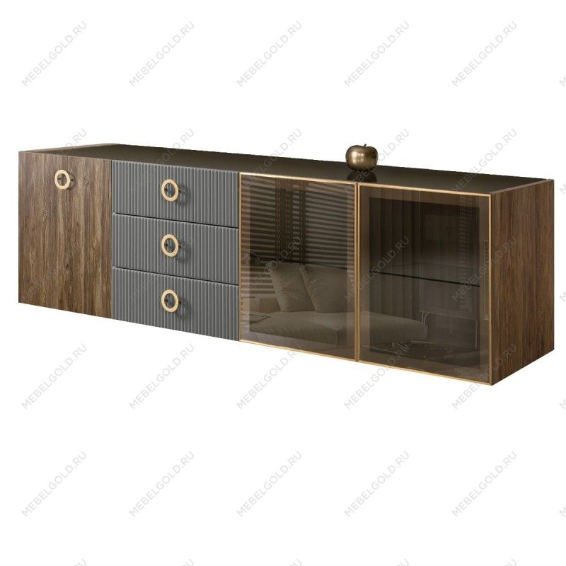 Комод 2.1м Bogemia Woodline Fly Wood Fi (Серый) (Lakobel/Золото) БМКМ-5[5][10]