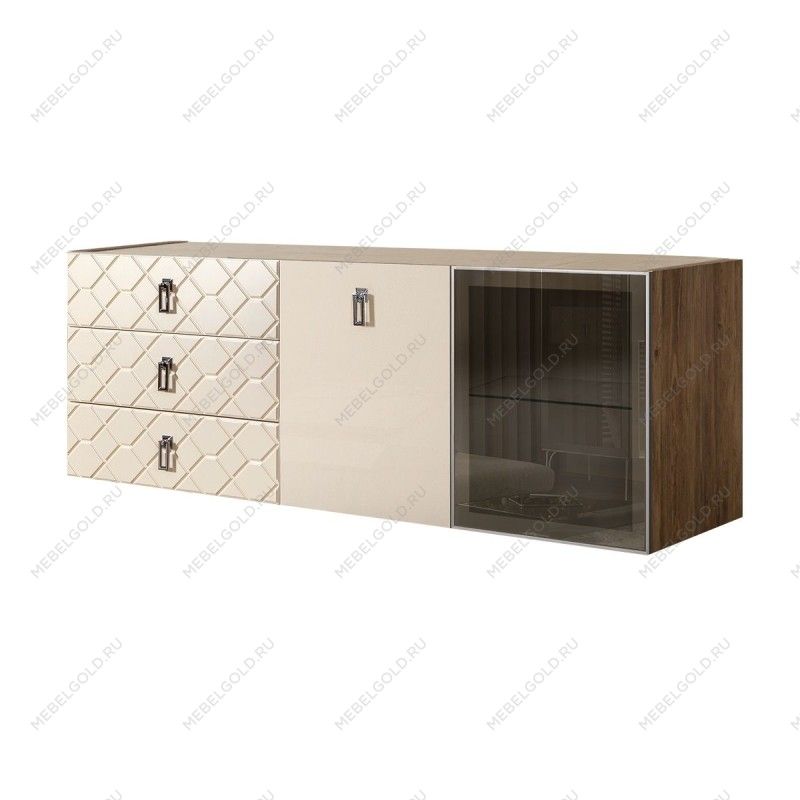 Комод 1.6м Bogemia Woodline Fly Fa (Слоновая кость) (Novabuk/Хром) БМКМ-4[5][10]