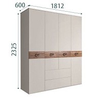 Шкаф 4-х дверный с ящиками, Bogemia Wood Fi (Шелк/Хром) БМШ2/41(Wo)