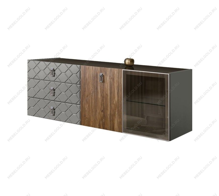 Комод 1.6м Bogemia Fly Wood Fa (Серый) (Lakobel/Хром) БМКМ-4[5][10]