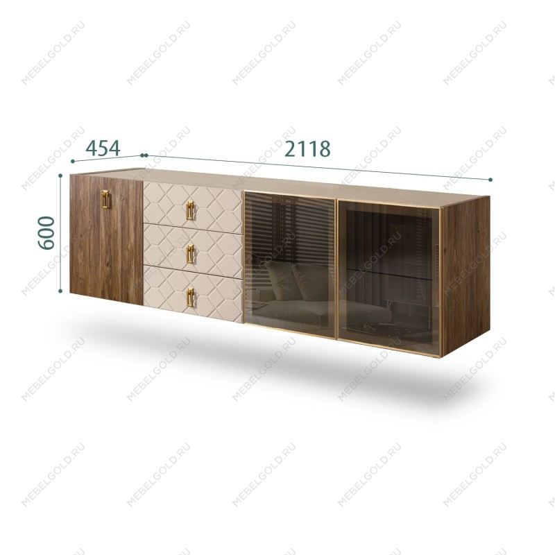 Комод 2.1м Bogemia Woodline Fly Wood Fa (Ваниль) (Novabuk/Золото) БМКМ-5[5][10]