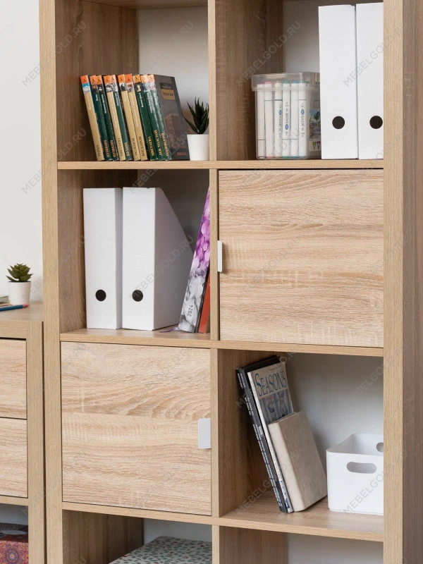 Модуль с дверцей для стеллажа ФОРА, ручка металл, 33х33х37, дуб беленый | изображение 5