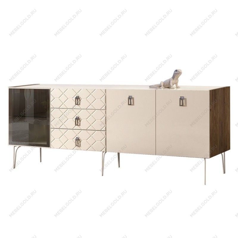 Комод 2.1м Bogemia Woodline Fa (Слоновая кость) (Lakobel/Хром) БМКМ-5[4]