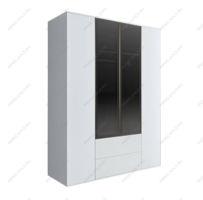 Шкаф 4-х дв. с ящиками Bogemia Air (Белый/Черный) БМШ2/42(2)