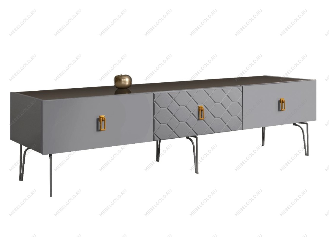 Тумба под телевизор 2.1м Bogemia Farfalle (Серый) (Lakobel/Золото) БМТ-2(Fa)[10]