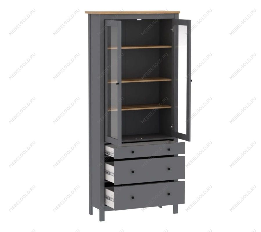САГА шкаф с витриной 90 серый/ясень | изображение 2