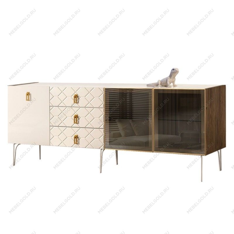 Комод 2.1м Bogemia Woodline Fa (Слоновая кость) (Lakobel/Золото) БМКМ-5[5][10]