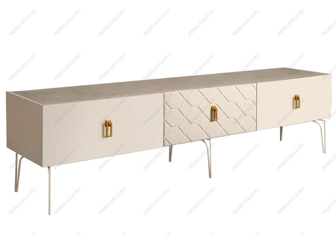 Тумба под телевизор 2.1м Bogemia Farfalle (Слоновая кость) (Novabuk/Золото) БМТ-2(Fa)[10]