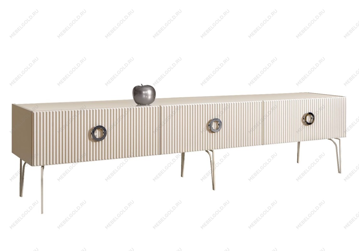 Тумба под телевизор 2.1м Bogemia Fillini (Слоновая кость) (Lakobel/Хром) БМТ-2(Fi)