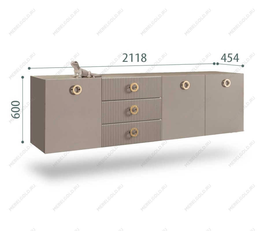 Комод 2.1м Bogemia Fly Fillini (Мокка) (Lakobel/Золото) БМКМ-5