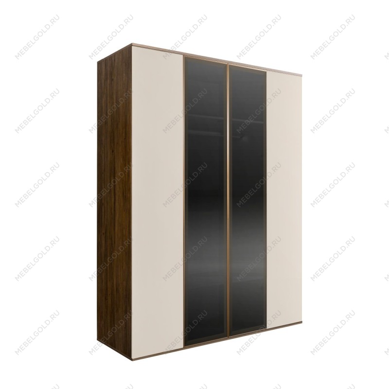 Шкаф 4-х дв. Bogemia Woodline Air (Слоновая кость/Золото) БМШ2/42(2)
