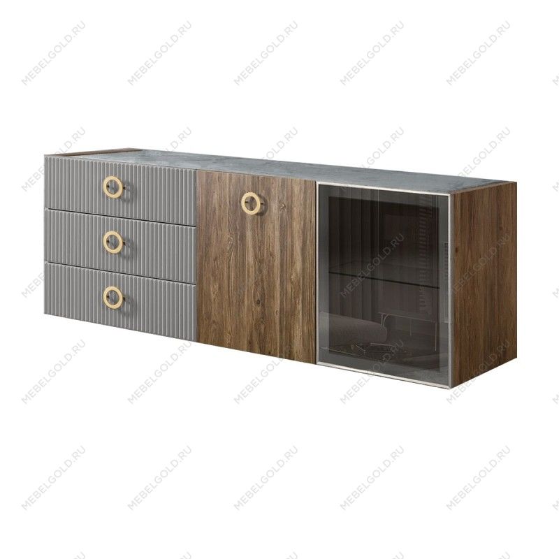 Комод 1.6м Bogemia Woodline Fly Wood Fi (Серый) (Novabuk/Золото) БМКМ-4[5][10]