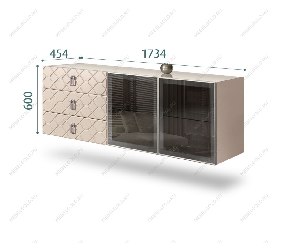 Комод 1.6м Bogemia Fly Farfalle (Ваниль) (Lakobel/Хром) БМКМ-4[5]