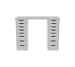 ИНГАР стол письменный ИКЕА / IKEA белый, 140x75, с двумя высокими тумбами | изображение 1