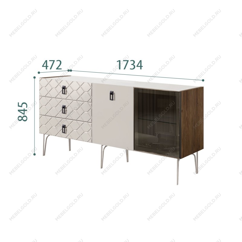 Комод 1.6м Bogemia Woodline Fa (Шелк) (Novabuk/Черный) БМКМ-4[5][10]