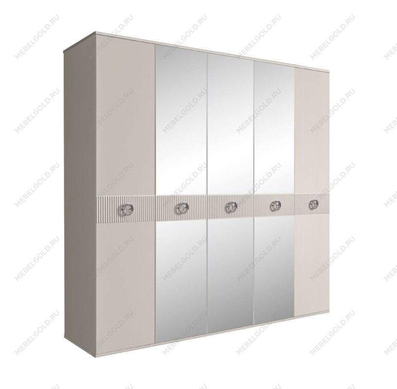 Шкаф 5-ти дв. с зеркалами Bogemia Fillini (Шелк/Хром) БМШ1/5(Fi)