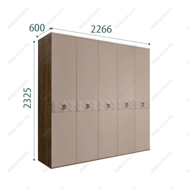 Шкаф 5-ти дв. Bogemia Woodline Fa (Мокка/Хром) БМШ2/5(Fa)