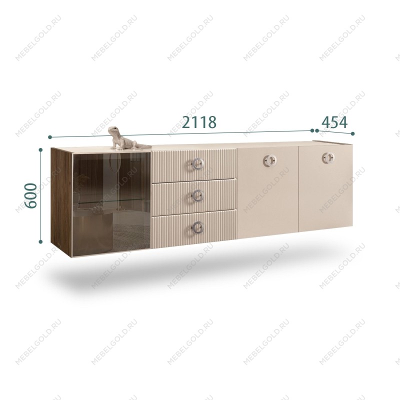 Комод 2.1м Bogemia Woodline Fly Fi (Ваниль) (Lakobel/Хром) БМКМ-5[4]