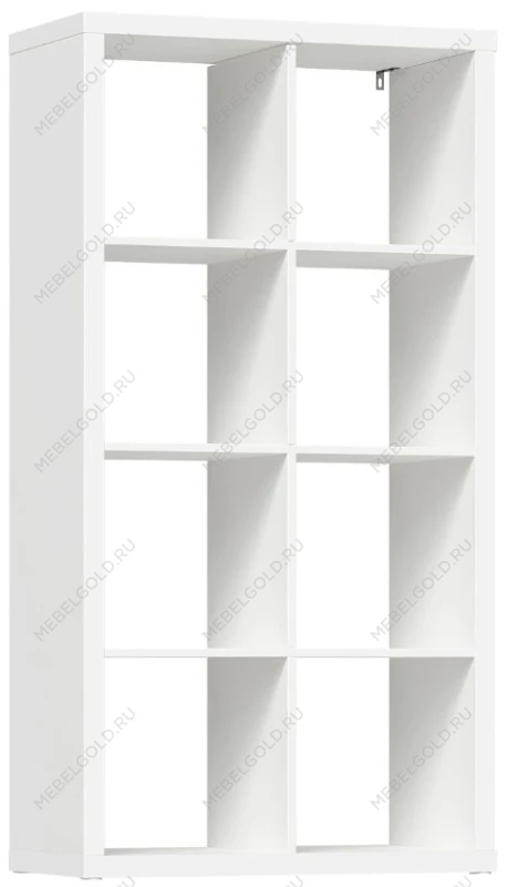 КАЛЛАКС / ФОРА Стеллаж ИКЕА / IKEA 8, прямоуголной формы с двумя рядами ячеек, тамбурат, цвет белый