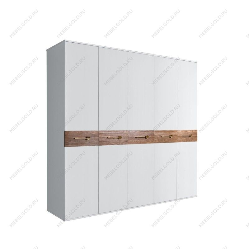 Шкаф 5-ти дв. Bogemia Wood Wo (Белый/Золото) БМШ2/5(Wo)