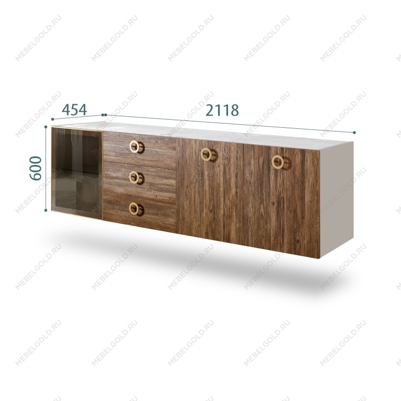 Комод 2.1м Bogemia Fly Wood Fi (Шелк) (Novabuk/Золото) БМКМ-5[4]