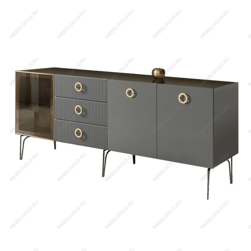 Комод 2.1м Bogemia Fillini (Серый) (Lakobel/Золото) БМКМ-5(Fi)[4]
